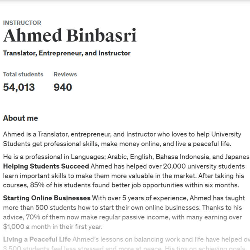 Ahmed Binbasri Udemy Profile